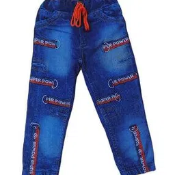 fashion grab Boys Typographic Print Jeans with Drawstring Waist-picture-20