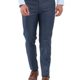raymond Men Checked Slim Fit Flat-Front Trousers-picture-14