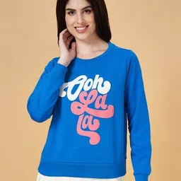 people by pantaloons Women Typographic Print Regular Fit Sweatshirt image 1