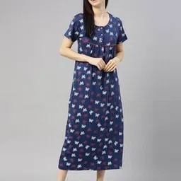kryptic Butterfly Print Round-Neck Nightgown-picture-11