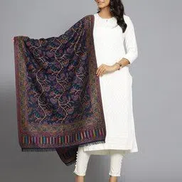 handicraft-palace Women Floral Woven Stole with Fringed Hem-picture-32