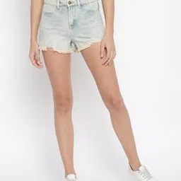 tales & stories Dyed-Washed Shorts with Frayed Hems-picture-50