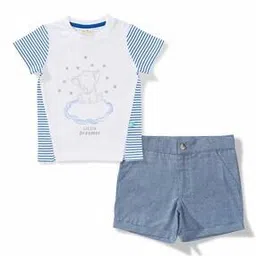 juscubs Boys Graphic Print Round-Neck T-Shirt & Shorts Set-picture-19