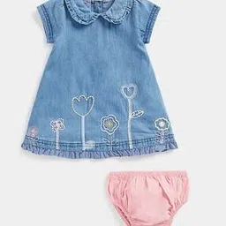 mothercare Floral Embroidered Denim Dress with Briefs-picture-43