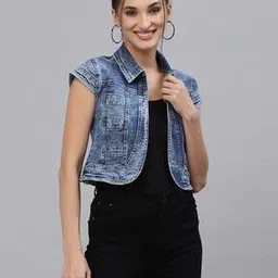 style quotient Washed Crop Denim Jacket-picture-16