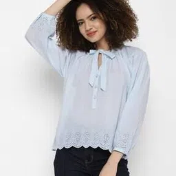 american eagle Shiffli Embroidered Top with Neck Tie-Up-picture-32
