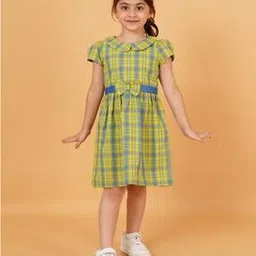 creative kid's Women Checked A-Line Dress with Short Sleeves-picture-49