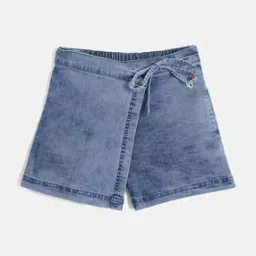 blue giraffe Girls Denim Skorts-picture-32