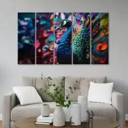 999store Abstract Peacock Five Panel Wall Painting-picture-12