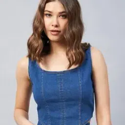 orchid blues Boat-Neck Denim Top-picture-39