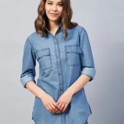 orchid blues Denim Shirt with Flap Pockets-picture-51