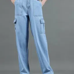 Shein High Rise Straight Cargo Jeans with Pockets-picture-15