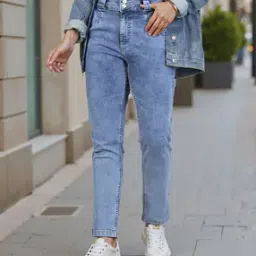 Shein Ankle Length Acid Wash Skinny Fit Jeans With Pockets-picture-53