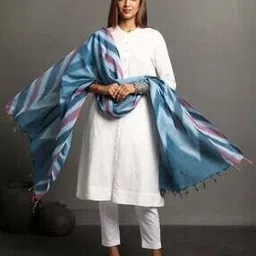 indie picks Handloom Woven Cotton Ikat Dupatta with Tassels-picture-34