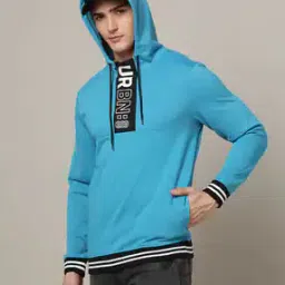 the indian garage co Typographic Print Hoodie with Drawstring-picture-44