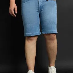 Men Washed Regular Fit Denim Shorts-image-12