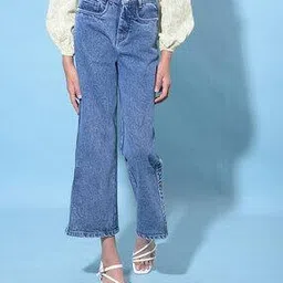Girls Lightly Washed Wide-Leg Jeans-image-0