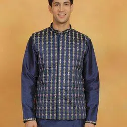 vastramay Men Embroidered Nehru Jacket with Mandarin Collar-picture-15