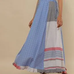 indie picks by ajio Checkered Flared Cotton Skirt-picture-20
