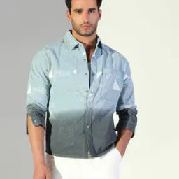 showoff Men Typographic Print Regular Fit Shacket Shirt-picture-36
