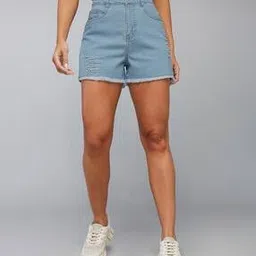 dolce crudo Women Lightly Washed Denim Shorts-picture-43