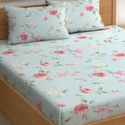 chhavi india 200 TC Floral Print Double Bed Sheet with Pillow Covers-picture-36