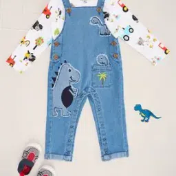 pantaloons baby Boys Graphic Printed T-shirt And Dungaree Sets-picture-12