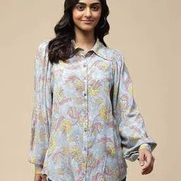 aarke ritu kumar Loose Fit Floral Print Shirt with Puff Sleeves-picture-10