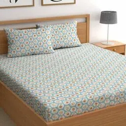 chhavi india 210 TC Floral Print Double Bed Sheet with Pillow Covers-picture-51