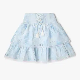 Girls Schiffli Embroidered Layered Skirt-image-22