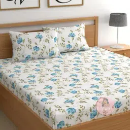 chhavi india 210 TC Floral Print Double Bedsheet with Pillow Covers image 1