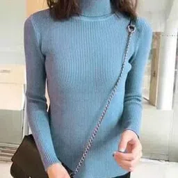 Women Ribbed Fitted Turtle-Neck Top-image-76