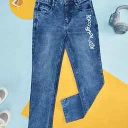 pantaloons junior Boys Typographic Print Mid-Rise Slim Jeans image 1