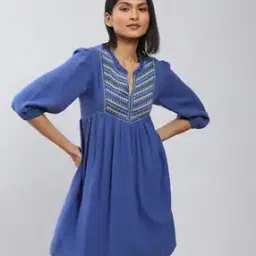 label ritu kumar Skater Dress with Embroidered Yoke-picture-34