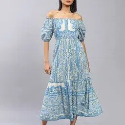 label ritu kumar Floral Print Off-Shoulder Long Dress-picture-11