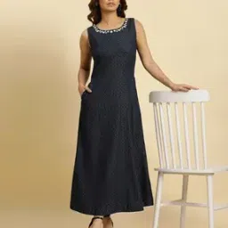 Women Micro Print A-Line Dress-picture-23