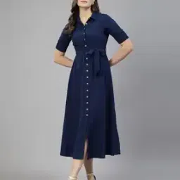 Women Regular Fit A-Line Dress with Collar Neck-image-23