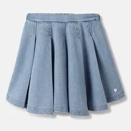 blue giraffe Girls Mini Flared Cotton Skirt-picture-13