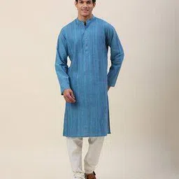 fabindia Striped Mandarin-Collar Long Kurta-picture-27