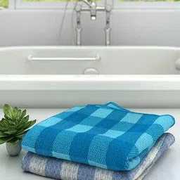 athom living Set of 2 Checked Bath Towels-picture-27