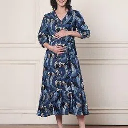 Women Abstract Rayon Maternity Dress-image-25