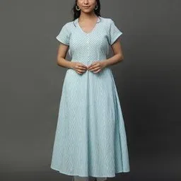 aurelia Women Striped No Darts Flared Kurta-picture-35