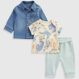 mothercare Boys Printed T-Shirt & Pants with Jacket-picture-39