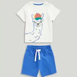mothercare Boys Everley Lama Print T-Shirt & Shorts Set-picture-21
