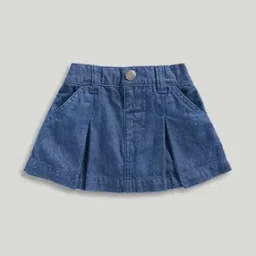 mothercare Girls Washed Pleated A-Line Denim Skirt-picture-40