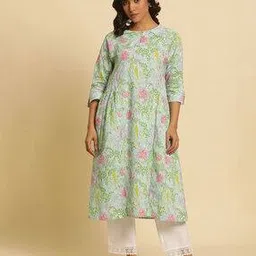 Women Floral Printed Side Pleated A-Line Kurta-picture-26