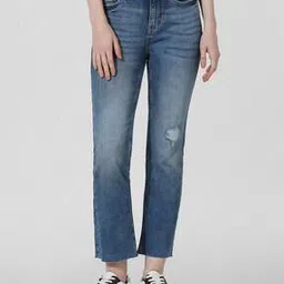 only Women Lightly Washed Distressed Flared Jeans-picture-32