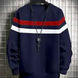 gespo Striped Round-Neck Sweatshirt with Ribbed Hems-picture-50