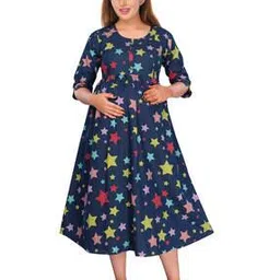 mamma's maternity Printed A-line Dress with Tie-Up-picture-30