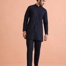 kisah Men Regular Fit Long Kurta with Mandarin Collar-picture-45